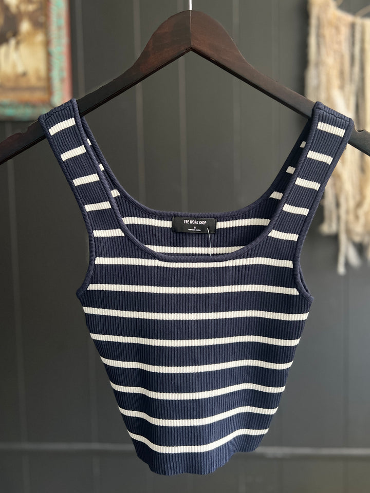 Striped Ribbed Cropped Tank - 4 Colors*