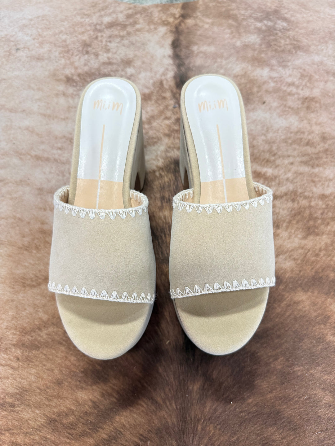 Sydney Beige Block Wedge Heels