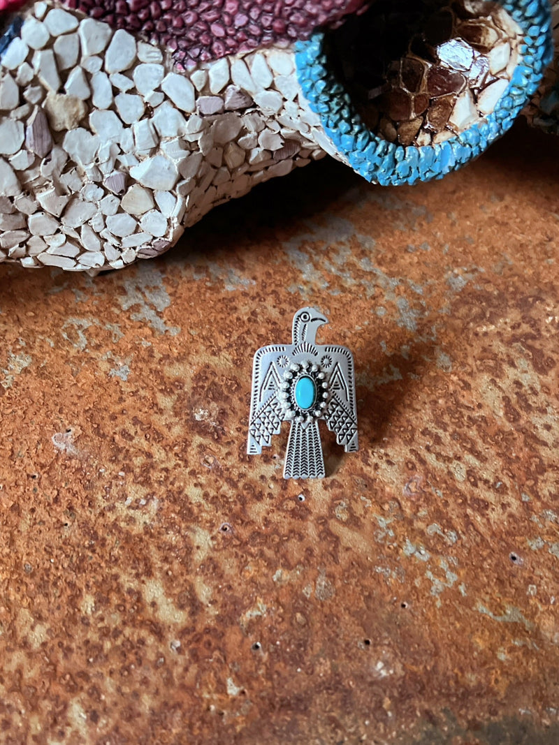 Thunderbird Turquoise Stone Adjustable Ring | gussieduponline