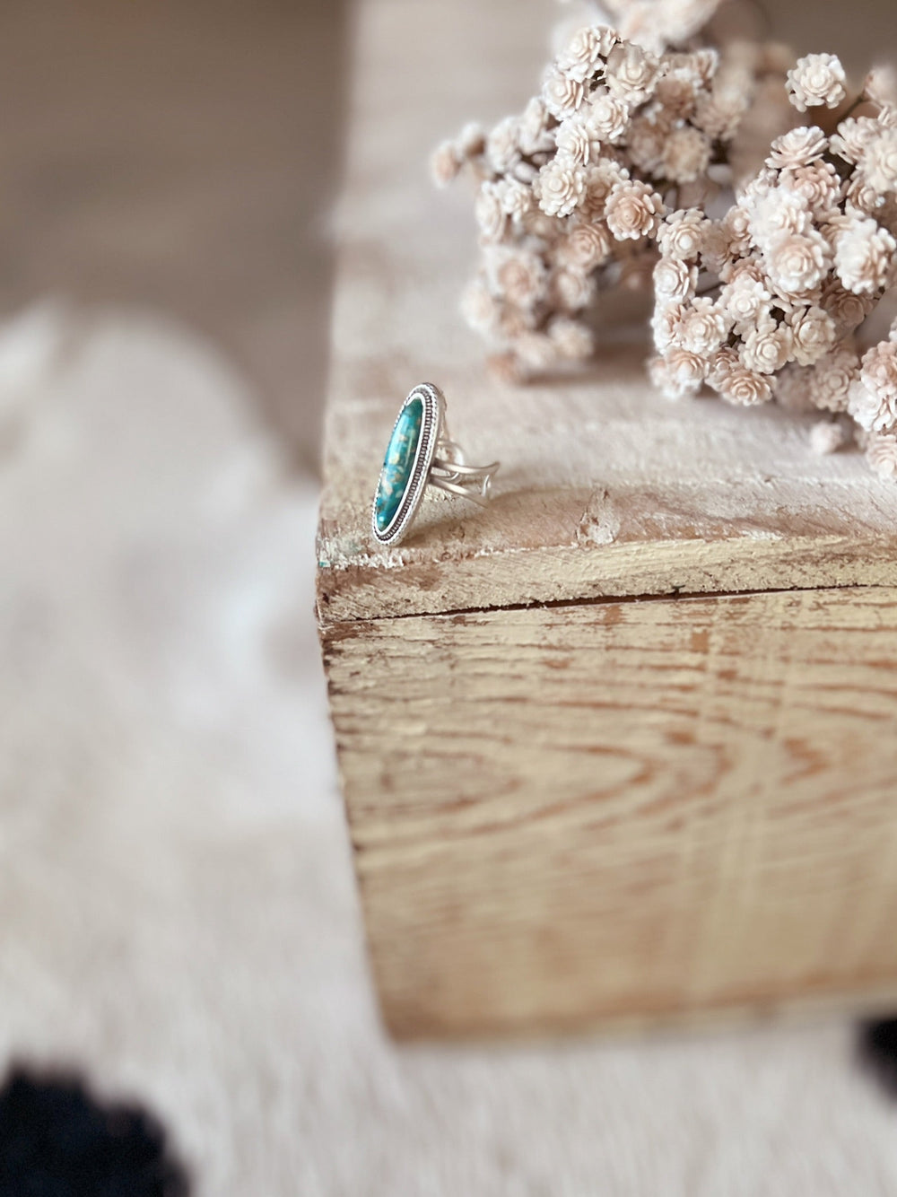 Turquoise Gemstone Oval Adjustable Ring | gussieduponline