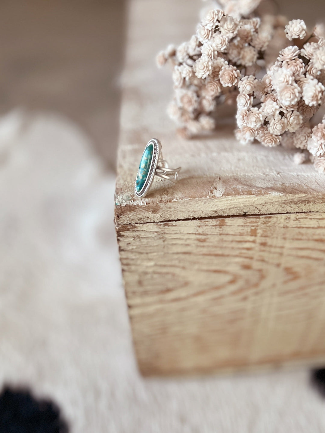 Turquoise Gemstone Oval Adjustable Ring | gussieduponline
