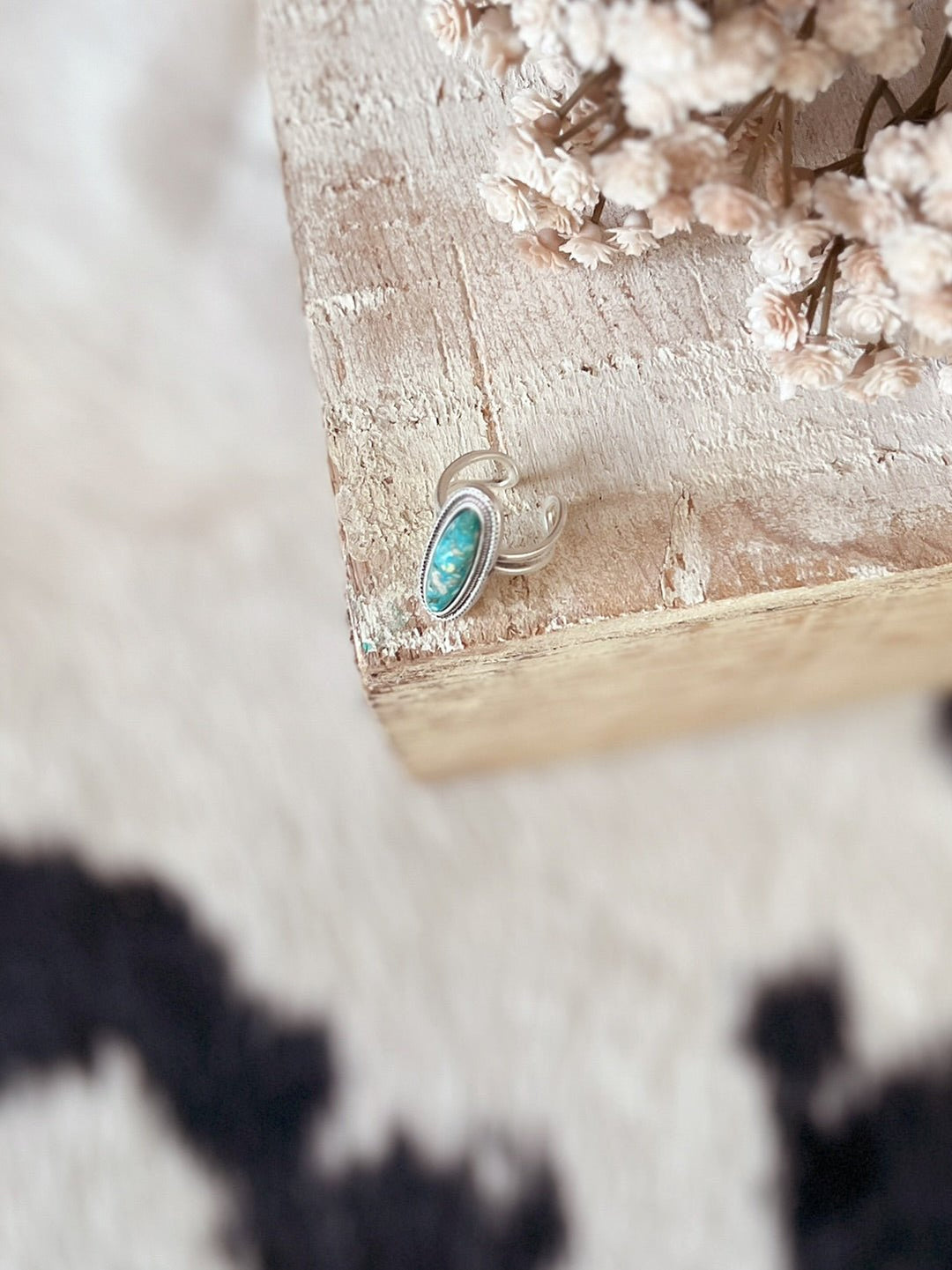 Turquoise Gemstone Oval Adjustable Ring | gussieduponline