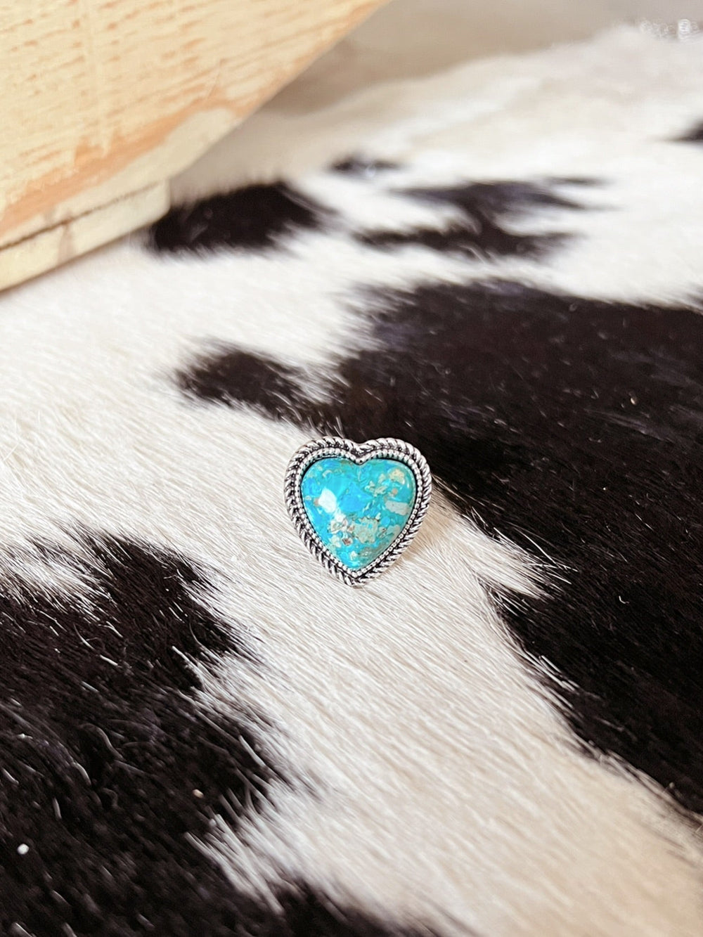 Turquoise Heart Gemstone Adjustable Ring | gussieduponline