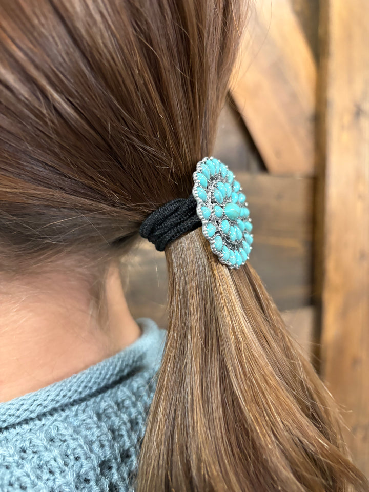 Turquoise Mulit Stone Hair Tie