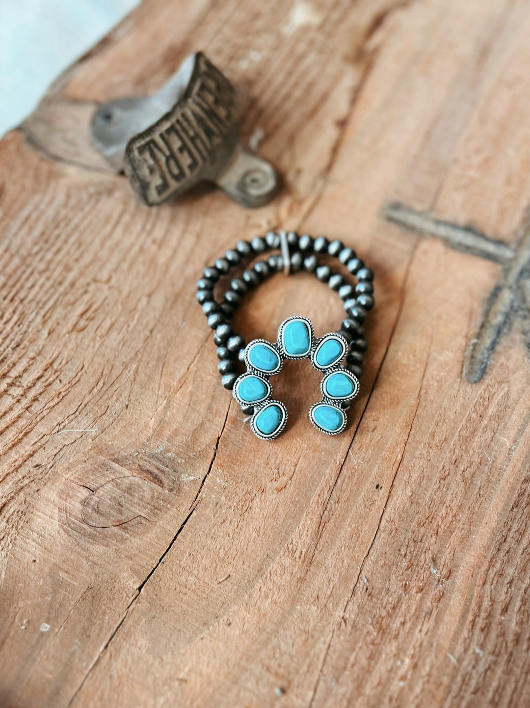 Turquoise Squash Double Strand Stretch Bracelet | gussieduponline