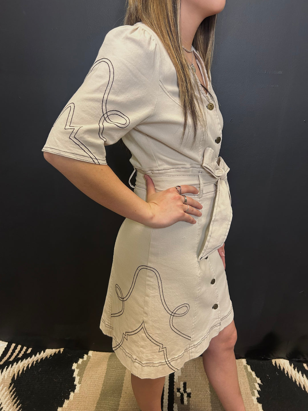 Twill Cowgirl Short Sleeve Mini Dress*