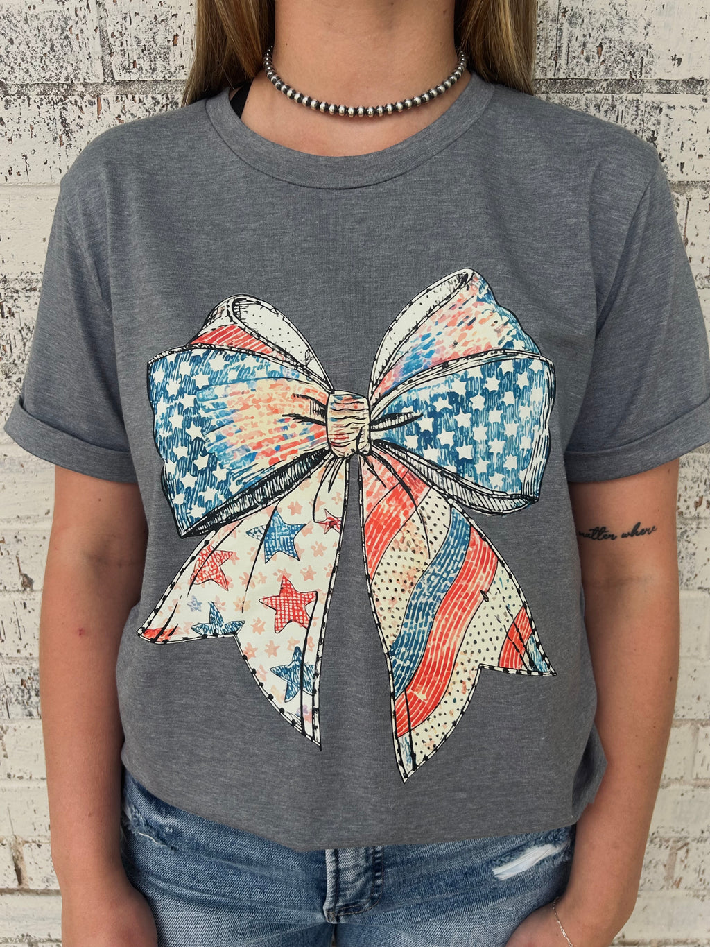 US Flag Bow Graphic Tee*