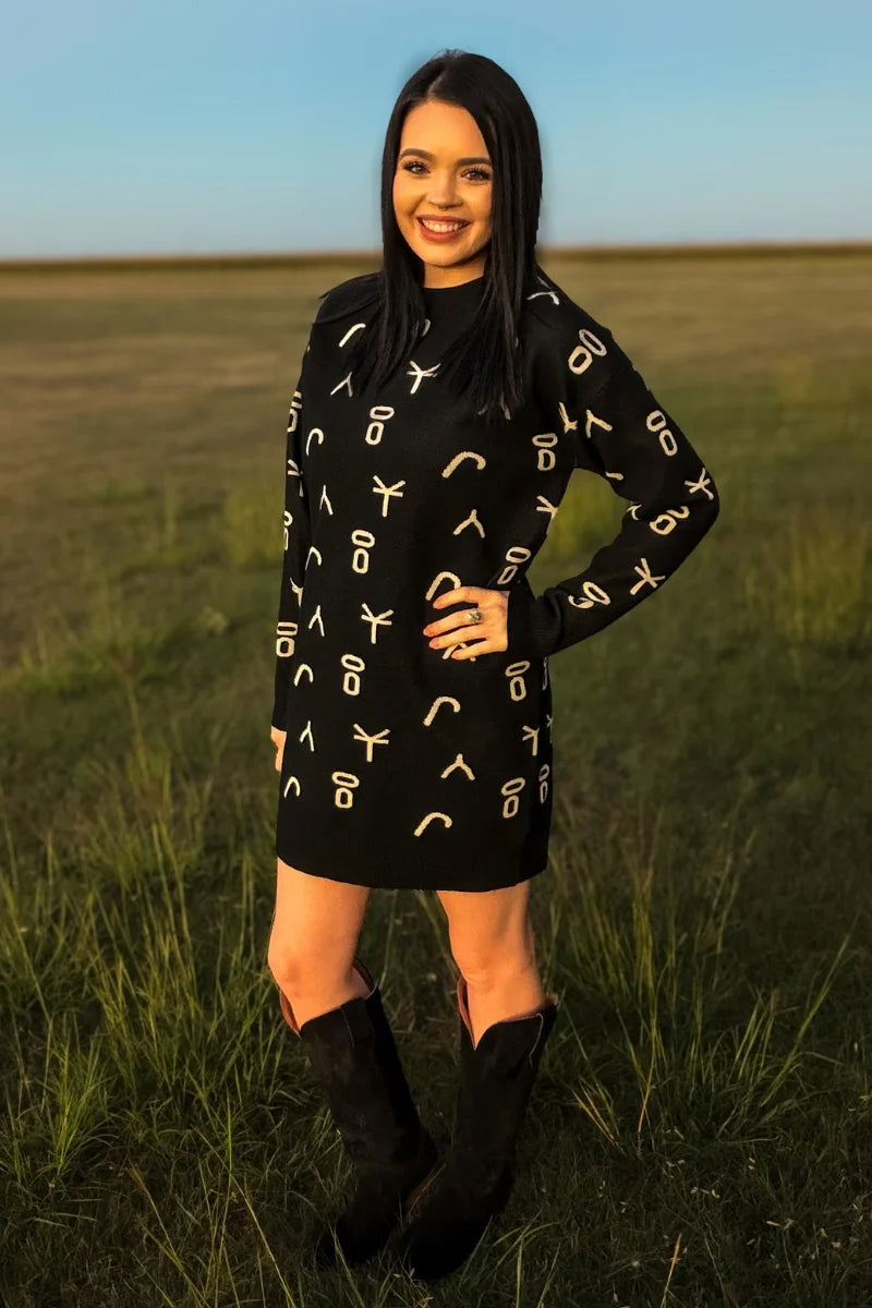 Sterling Kreek Ranch Stamped Sweater Dress