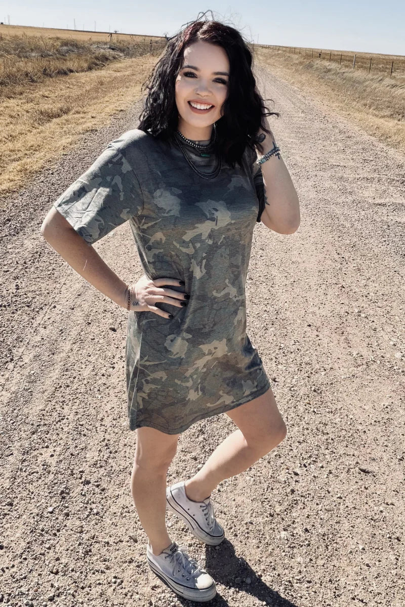 camo t shirt dress Sterling Kreek Camo Kreek T-Shirt Dress I Gussied Up Online Boutique XL