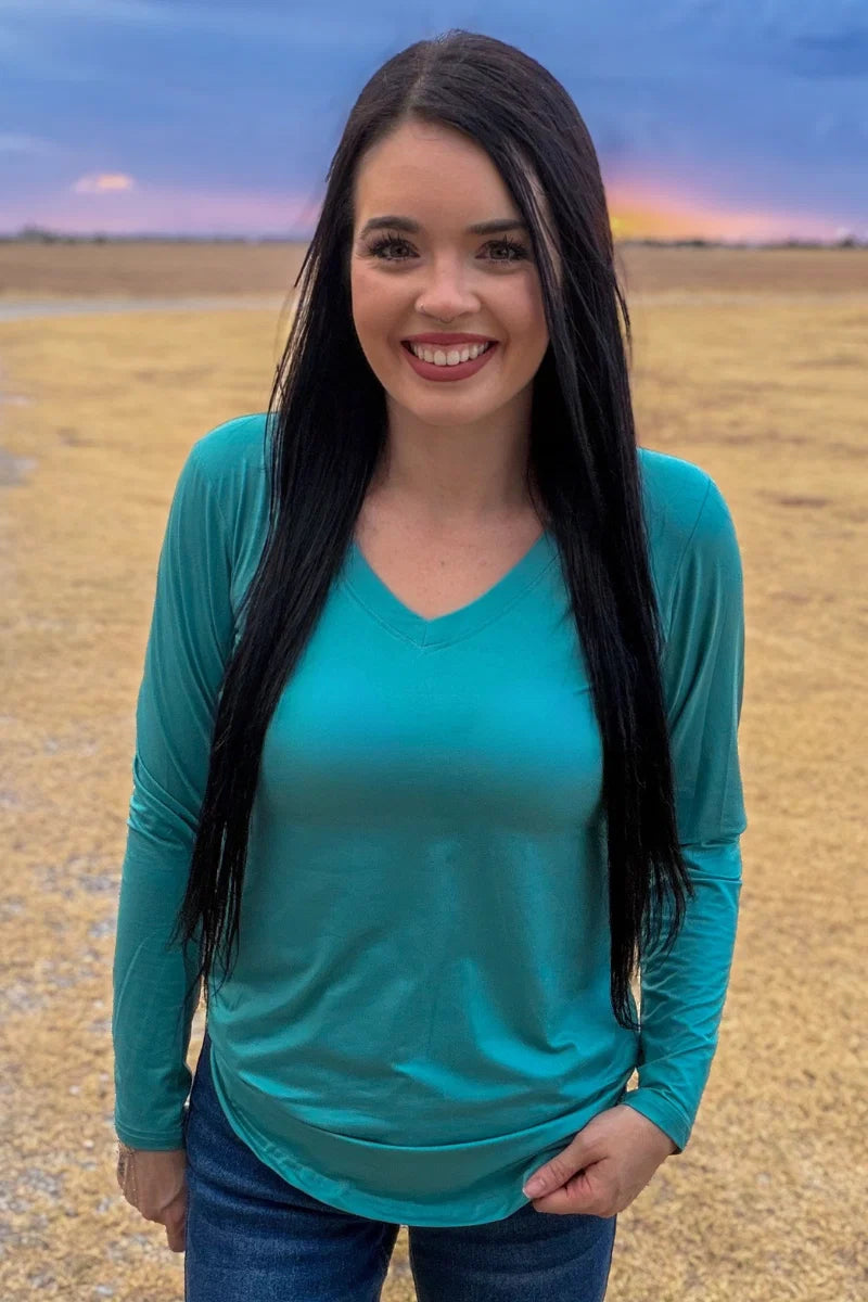 Simple Sterling Long Sleeve Teal Top