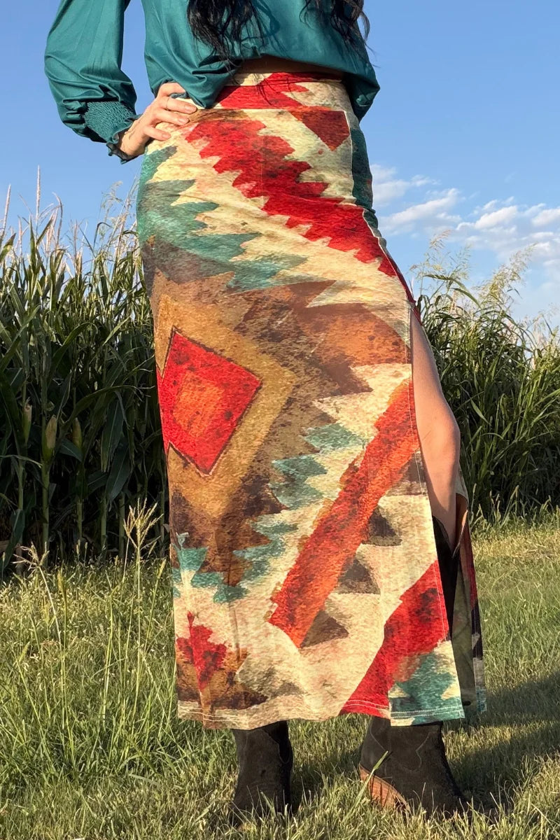 Aztec Sundown Slit Skirt