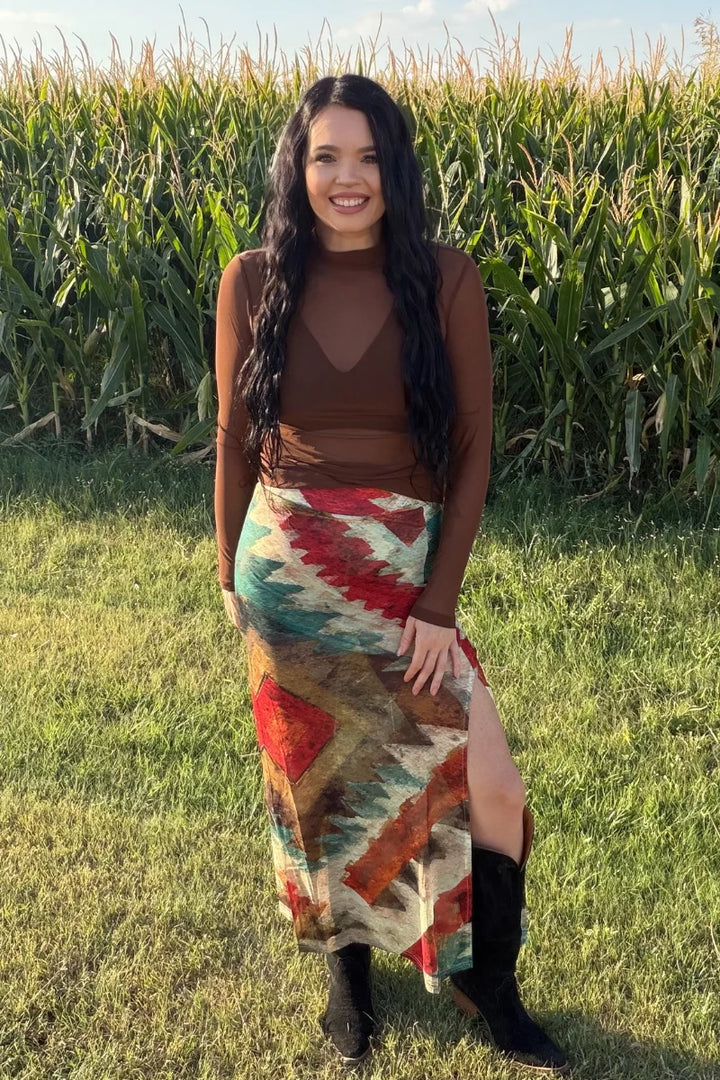 Aztec Sundown Slit Skirt