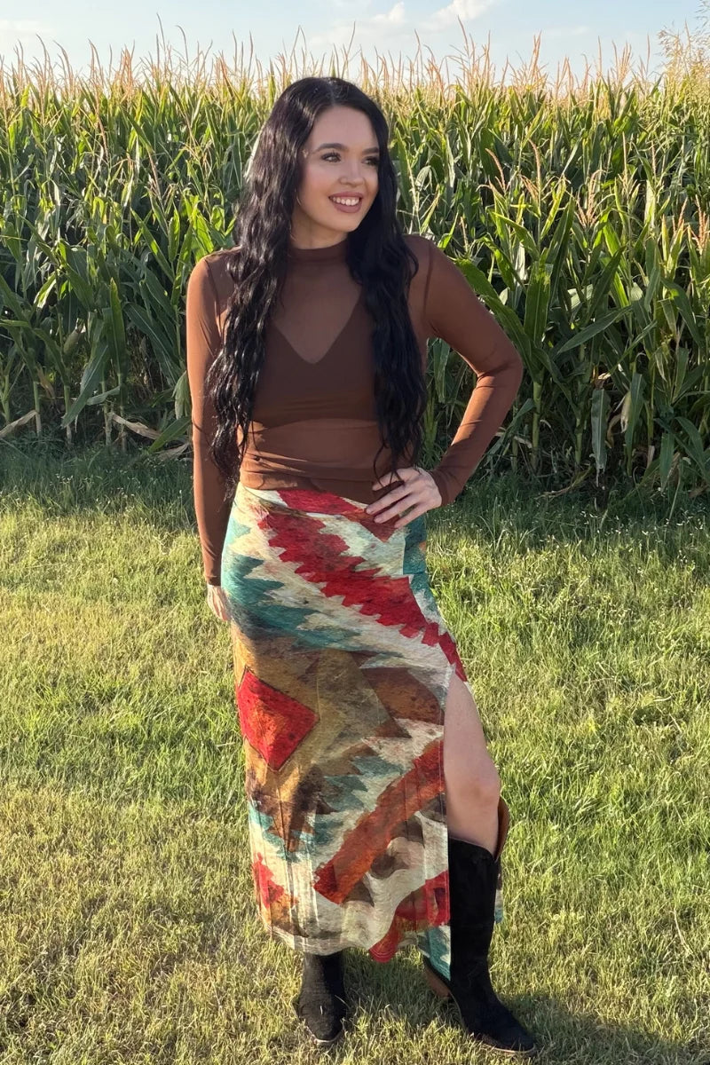 Aztec Sundown Slit Skirt