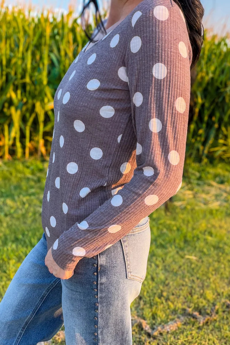 Prairie Polka Dot Chocolate Brown Top
