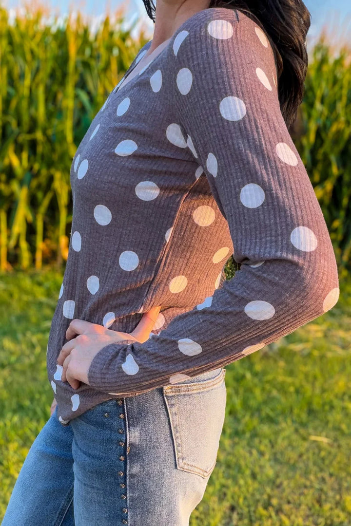Prairie Polka Dot Chocolate Brown Top