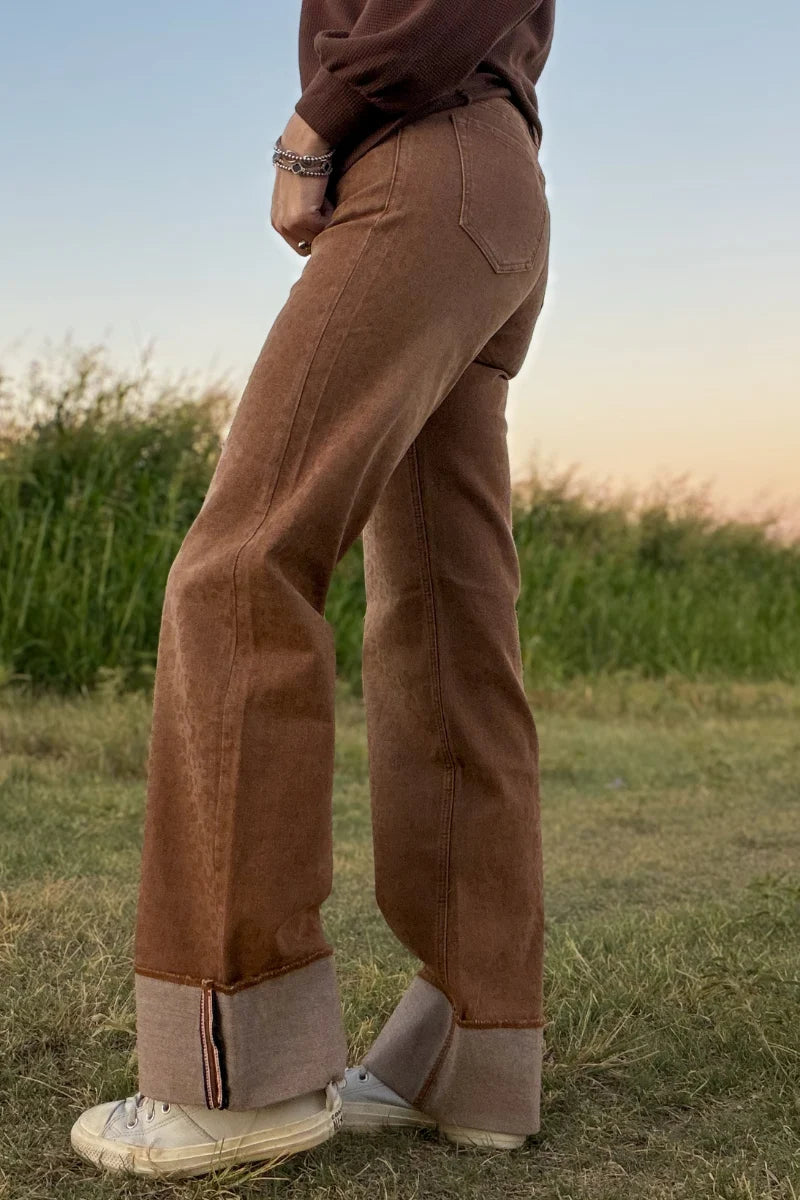 Sand Cat Cuffed Jeans
