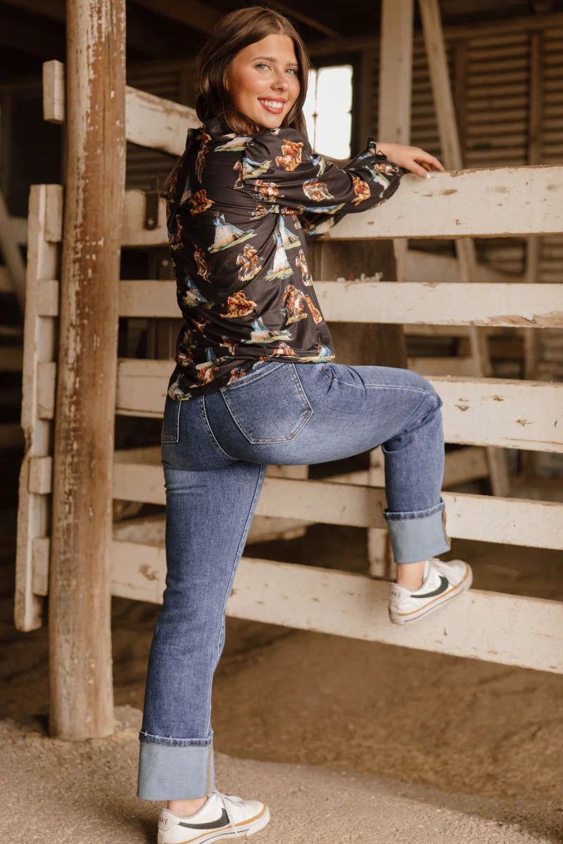 Kreek Dark Wash Cuffed Jeans