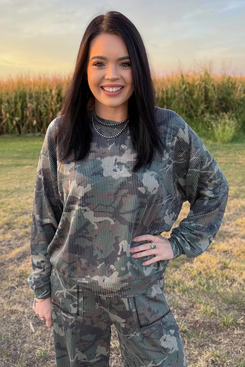 Canyon Camo Sweater Top