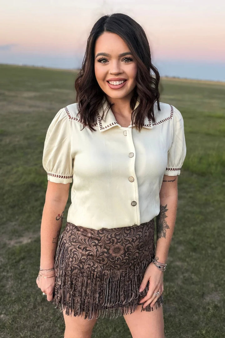 Buckstitch Charm Button Up Top