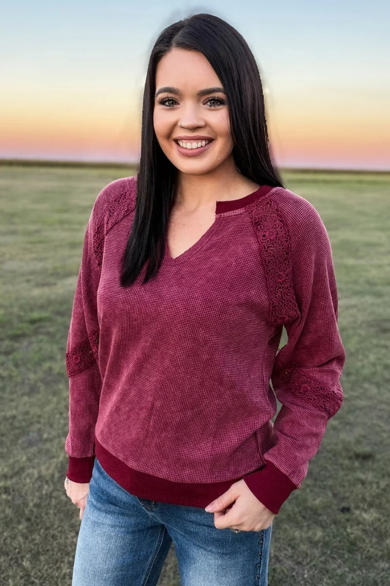 Cranberry Cowgirl Chic Top