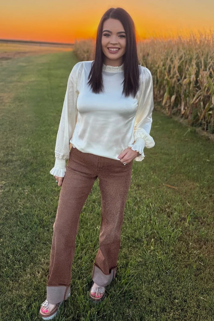 Sand Cat Cuffed Jeans