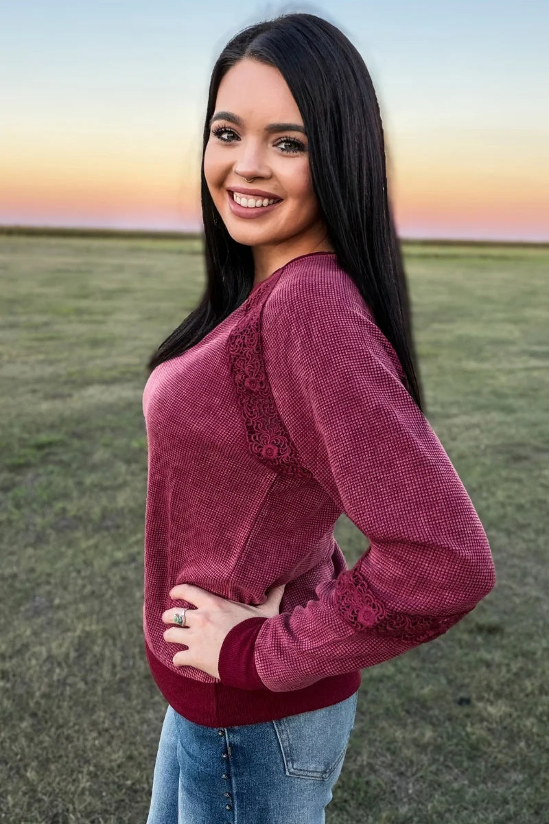 Cranberry Cowgirl Chic Top