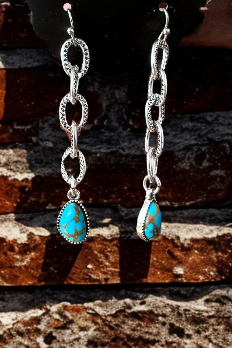 Sterling Kreek Linked In Turquoise Earrings