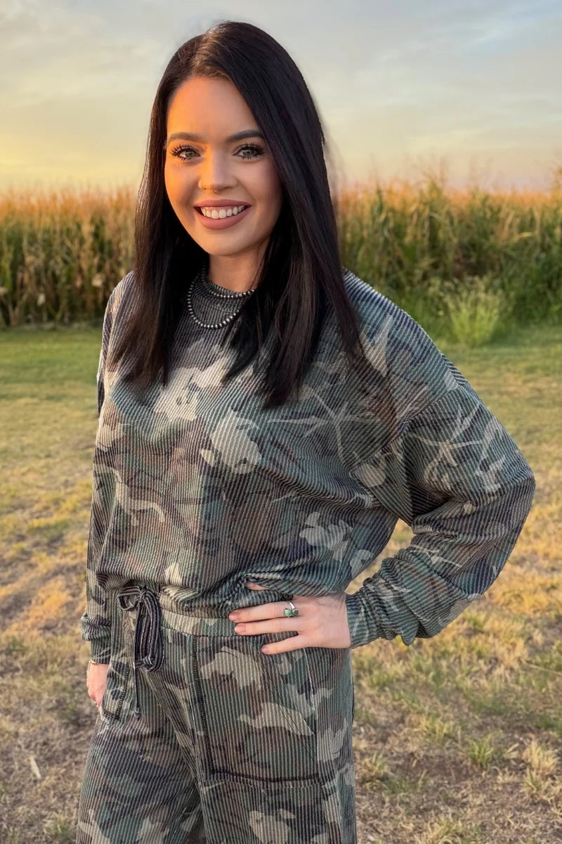 Canyon Camo Sweater Top