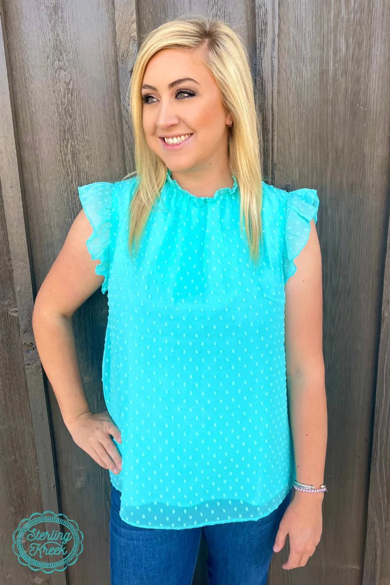 Swiss Dot Turquoise Babydoll Top* | gussieduponline
