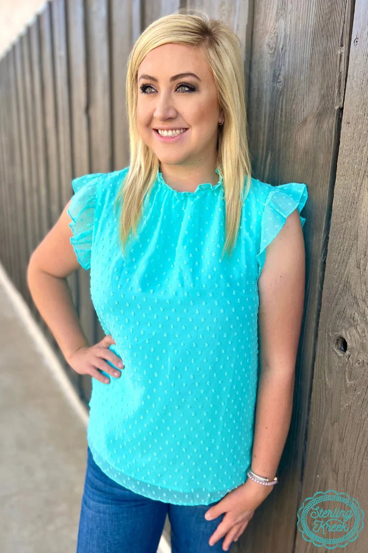 Swiss Dot Turquoise Babydoll Top* | gussieduponline