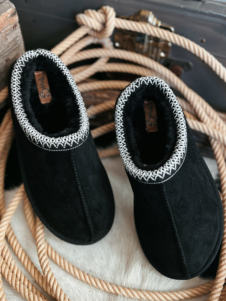 Very G Black Sparks Fuzzy Slippers | gussieduponline