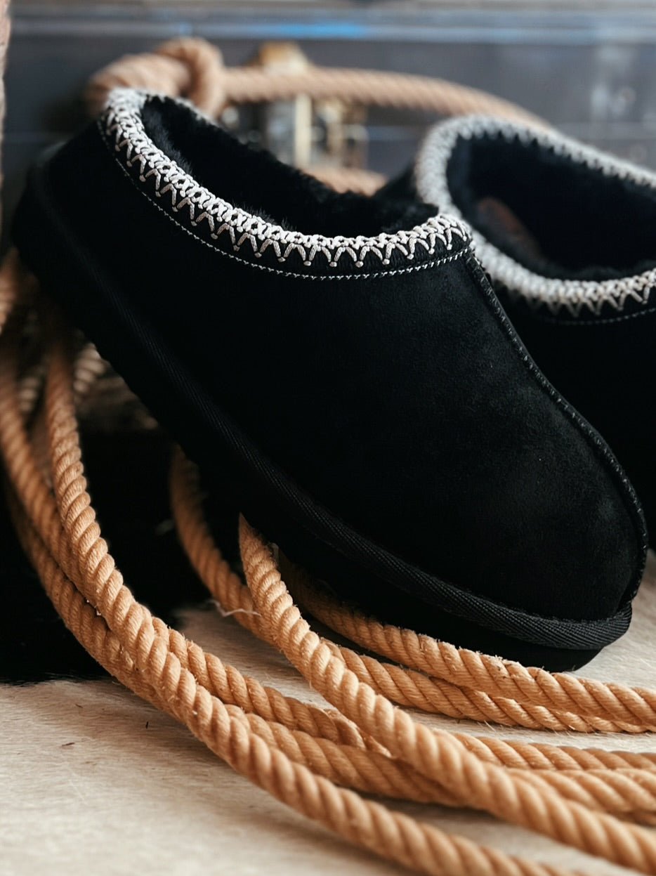 Very G Black Sparks Fuzzy Slippers | gussieduponline