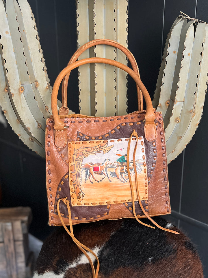 Vintage Hand Painted Leather Bag