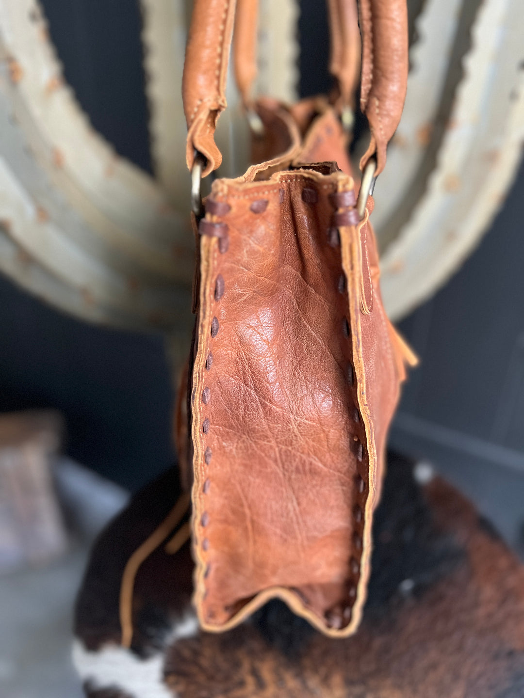 Vintage Hand Painted Leather Bag