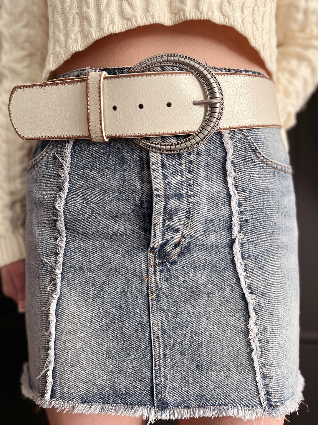 Vintage Wide Distressed Leather Belt | gussieduponline