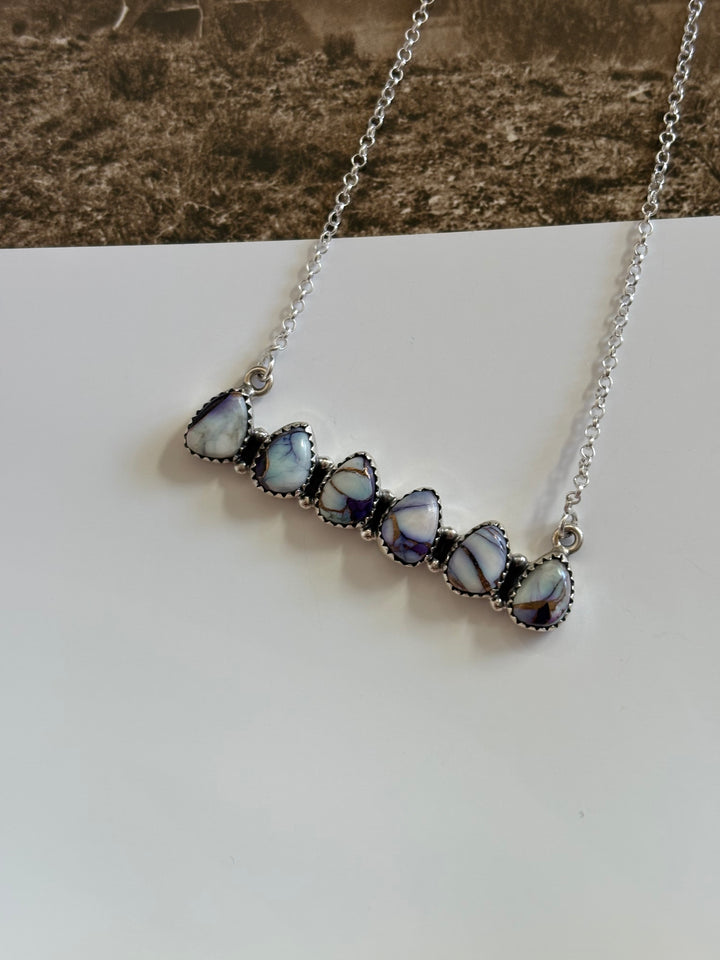 Violet Rose Cluster Bar Sterling Silver Hada Necklace