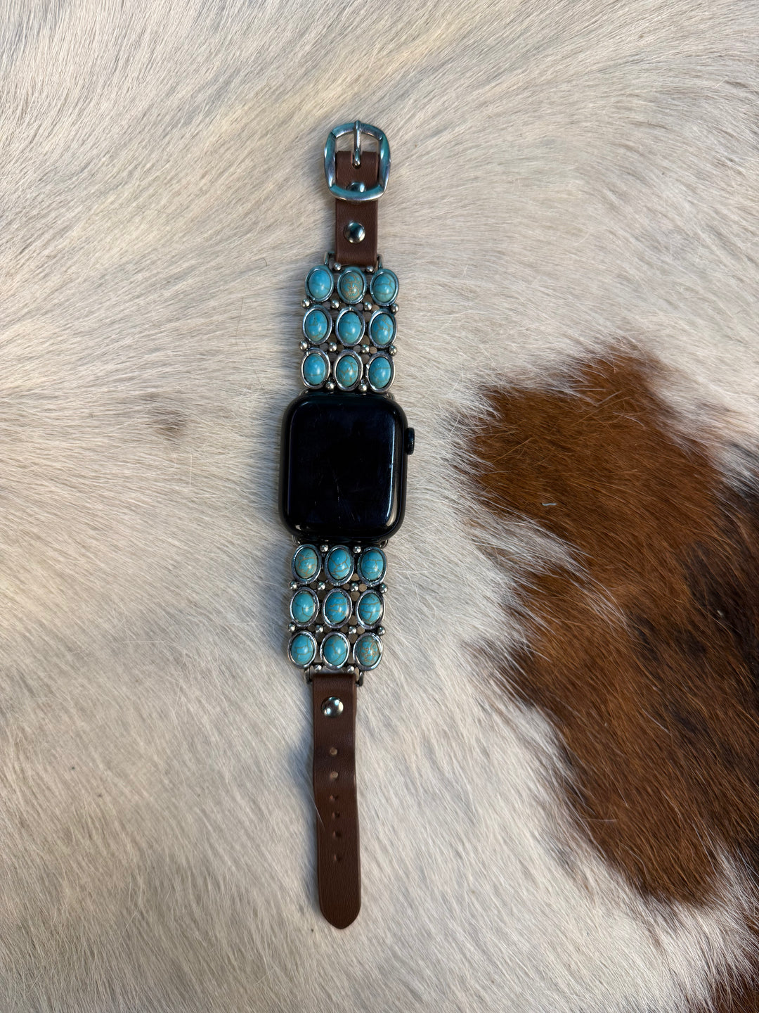 Western Concho Oval Gem Stone Apple Watch Band