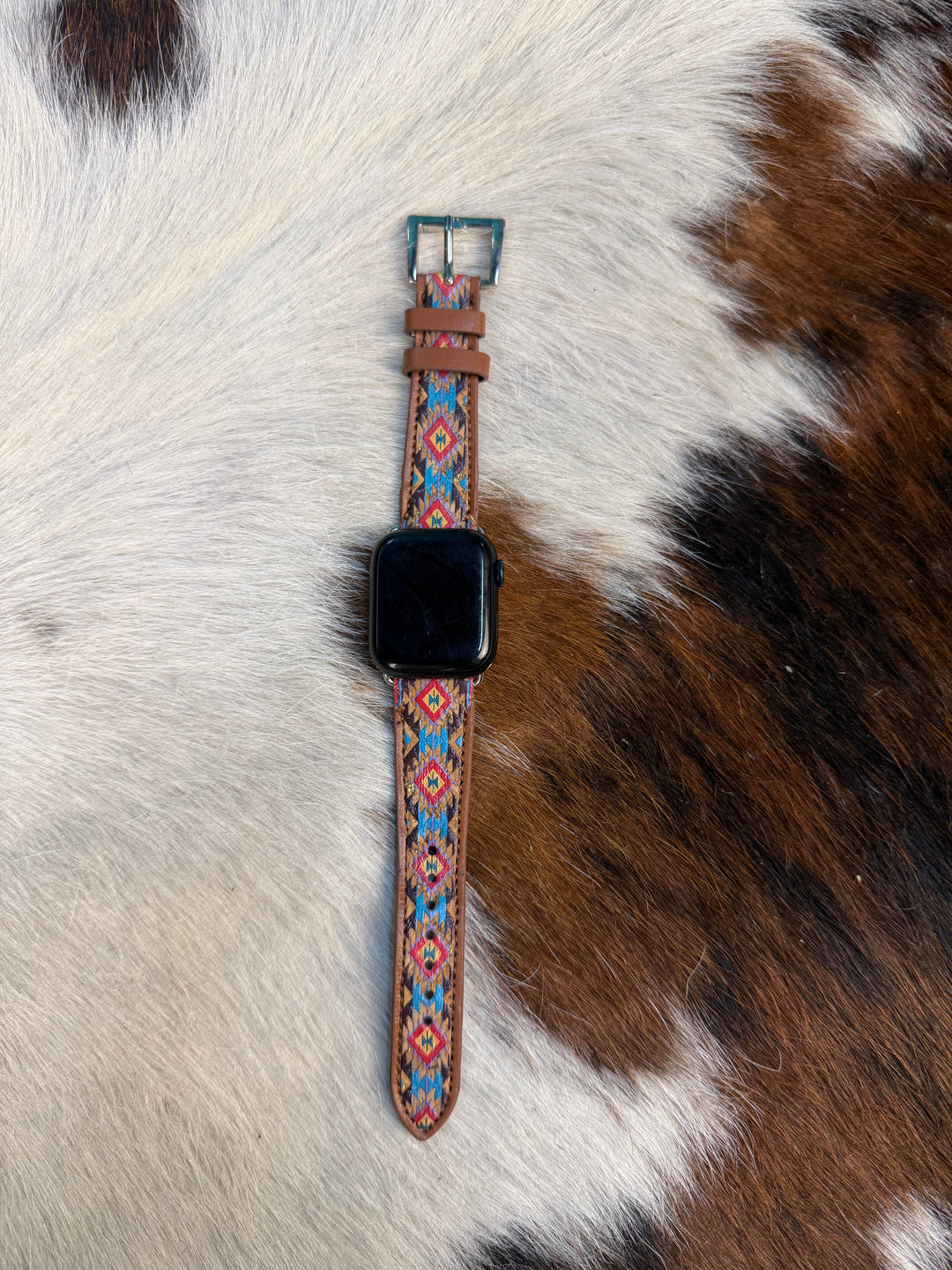 Western Navajo Aztec Leather Apple Watch Band