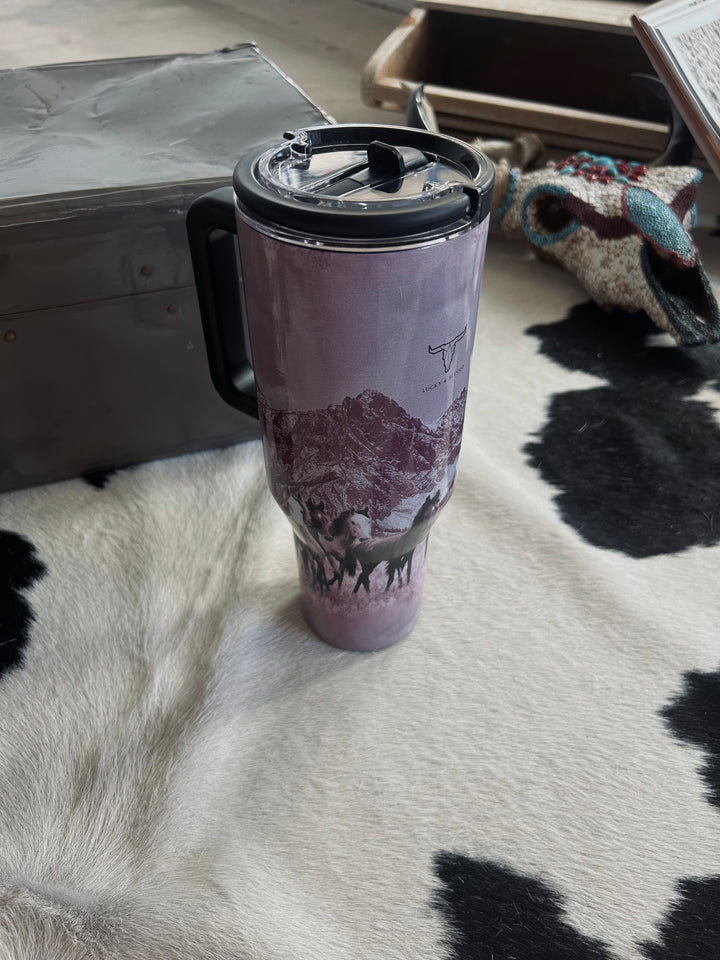 Western Print 40 oz. Tumblers w/Handle- 7 designs*