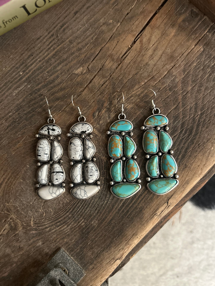 6 Stone Navajo Inspired Cluster Earrings - 2 Colors*