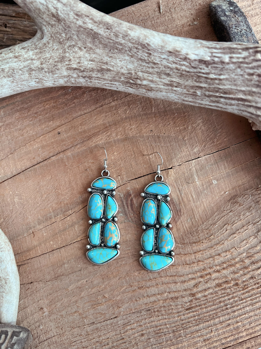 6 Stone Navajo Inspired Cluster Earrings - 2 Colors*