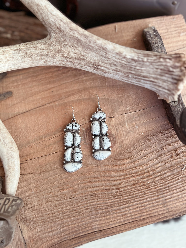 6 Stone Navajo Inspired Cluster Earrings - 2 Colors*