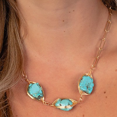 Wired In Turquoise Necklace- 2 Colors