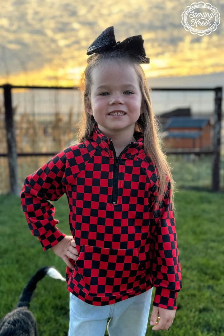 KIDS Mini Red & Black Pep Rally Pullover | gussieduponline