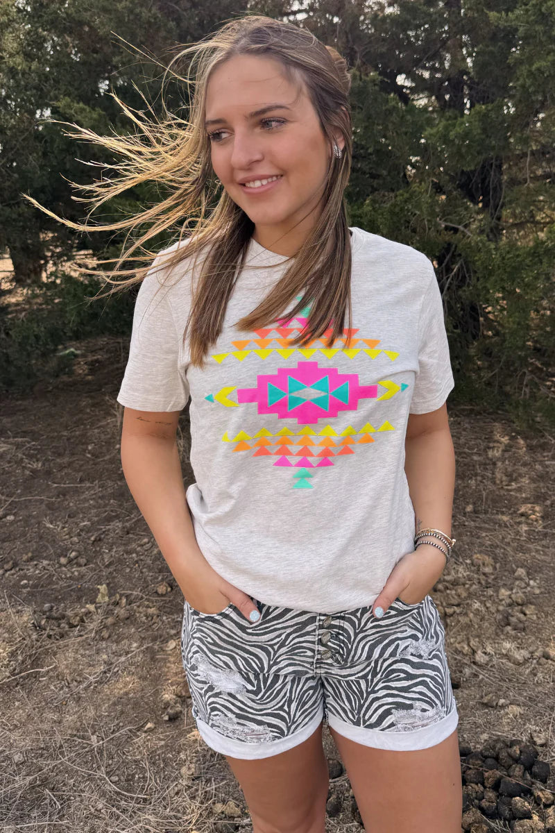 Sterling Kreek Neon Wild West Aztec Tee