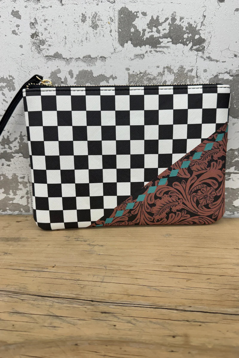 Sterling Kreek Cowgirl Check Cosmetic Bag