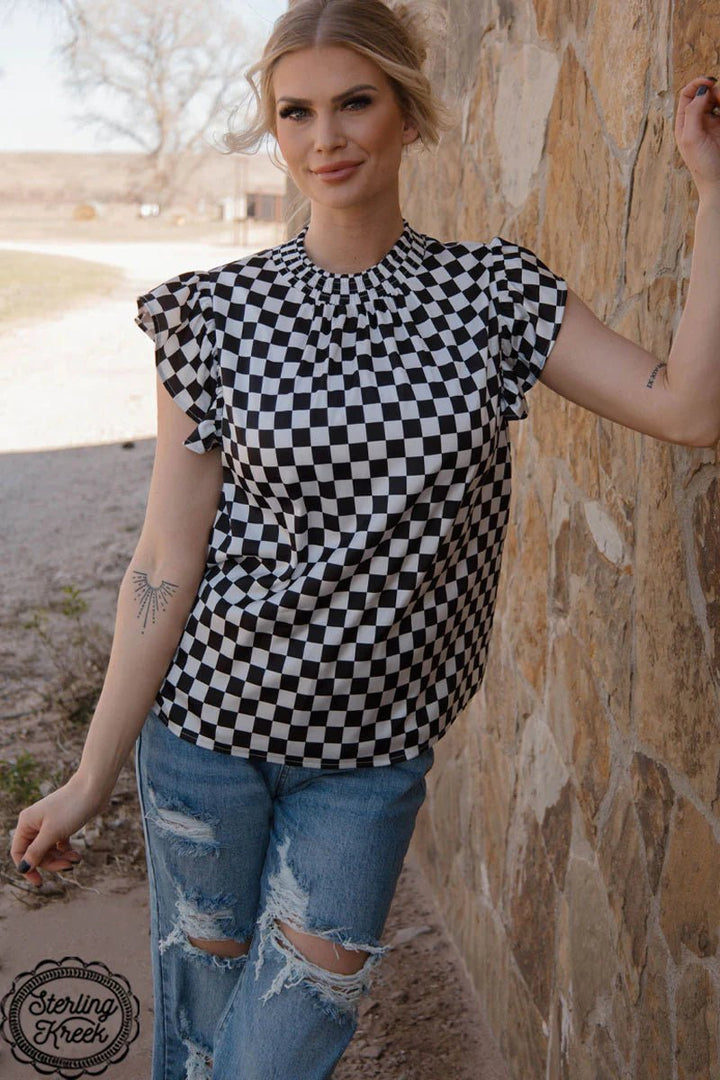 PLUS Sterling Kreek Babydoll Checked Top | gussieduponline