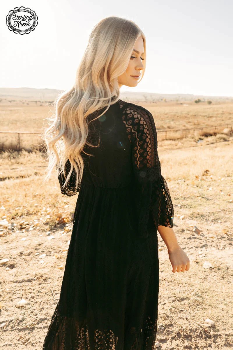 PLUS Victorian Lace Black Maxi Dress