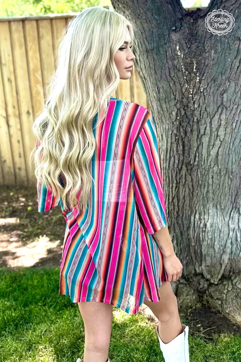 Feel your best dressed in serape vibes! This serape mesh cardigan will keep you warm and on-trend, with its ethnic-inspired pattern and cozy fabric. You'll feel so stylish, you won't know whether to shout yee-haw or take a siesta! (The choice is yours!)  96% Polyester, 4% spandex  length-33.25"  O/S - Fits XS-3XL
