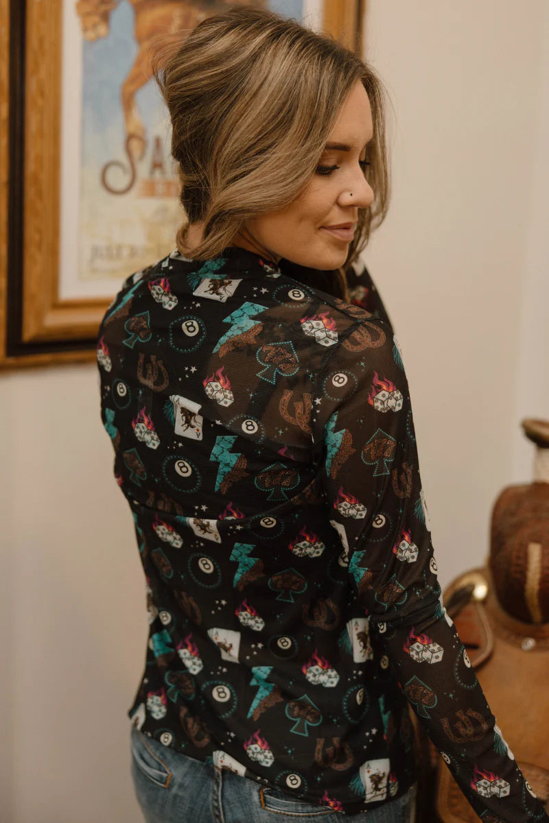 Sterling Kreek Cowgirl Charm Mesh Top